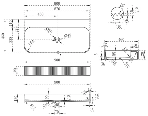 Умывальник Vincea Solid Surface VWB-6SG90MW