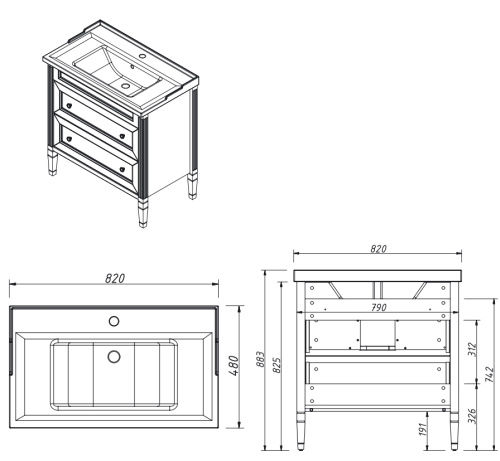 Тумба напольная Caprigo Albion Concept 80 34015-SF019