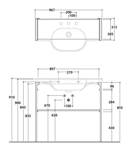 Структура напольная для раковины Globo Mode ME003SAR Структура напольная для раковины Globo Mode ME003SAR