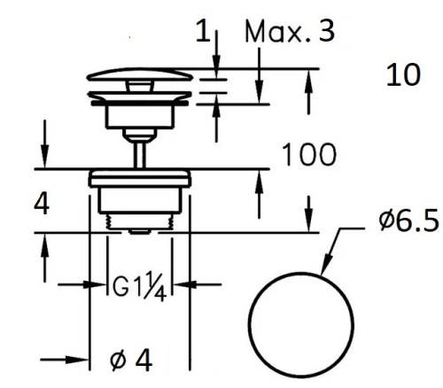 Донный клапан для раковины CeramaLux RD036 универсальный