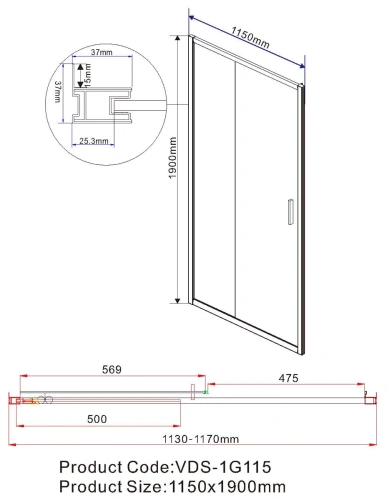 Душевая дверь Vincea Garda VDS-1G115CLG