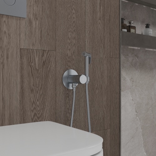 Гигиенический душ с термостатом со смесителем Oliveeka OL-829909+88139017-MB, черный матовый