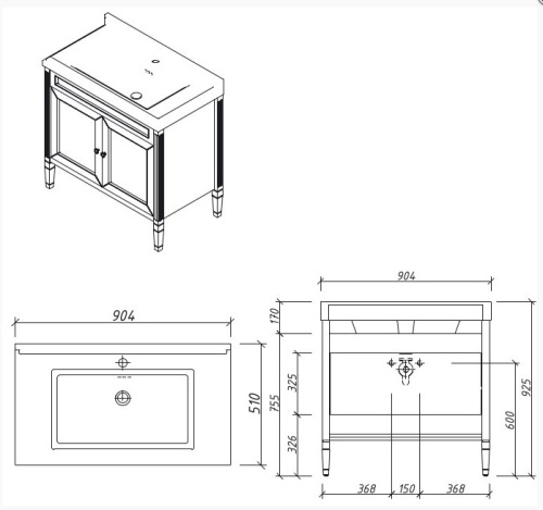 Тумба напольная Caprigo Albion Concept 90 34013UV-SF023