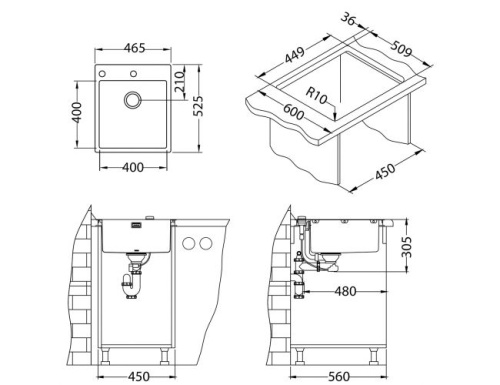 Мойка для кухни Alveus PURE 20 KMB-90 465x525 1103608