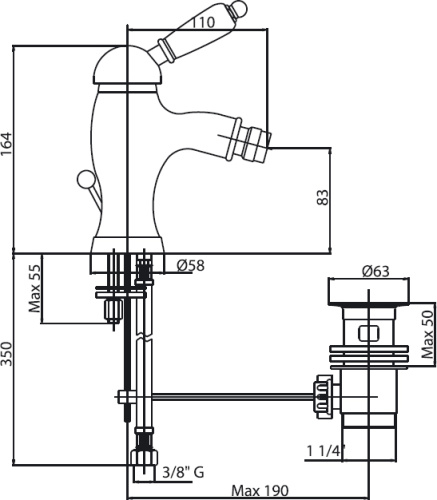 Смеситель для биде Caprigo Adria-uno 02-030-crm