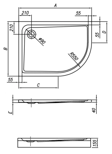 Душевой поддон Kolpa-san Malur 120x90 R 535900