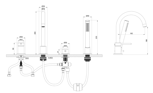 Смеситель для ванны Oliveeka OL-669017-BGM