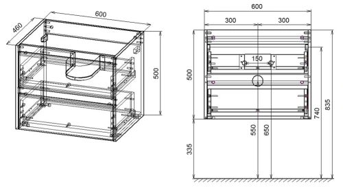 Тумба подвесная Vincea Gio 600 N.Oak VMC-2G600NO