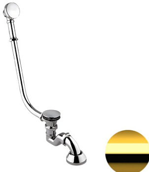 Слив-перелив click-clack для ванны Remer 96LICCDO, золото глянцевое