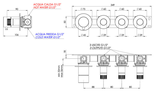 Смеситель для душа Remer X Style N98D3PNO, черный матовый