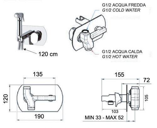 Гигиенический душ Remer Class Line L60