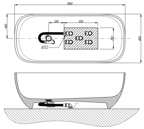 Ванна из искусственного камня Kolpa-San Gloria FS 180x80