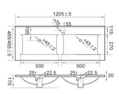 Умывальник CeramaLux 809-120