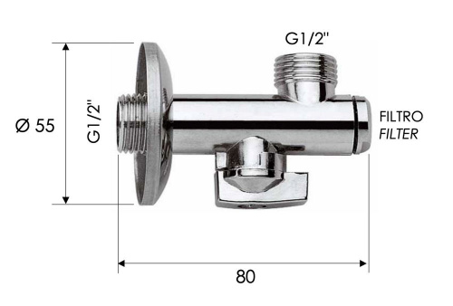 Запорный вентиль с фильтром 1/2*1/2 Remer 1231212