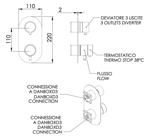 Смеситель для душа Daniel Suvi Thermo ST20612D3KBDP