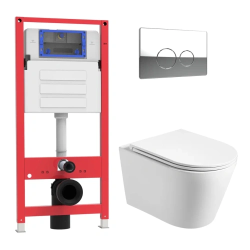Комплект Oliveeka инсталляция OL-MQ-003 с унитазом OL-6016 и кнопкой OL-R22-CR