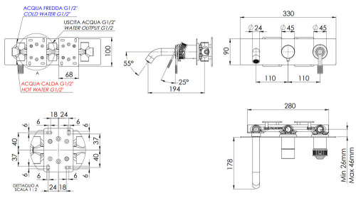 Смеситель для ванны Remer Atelier AL54D2