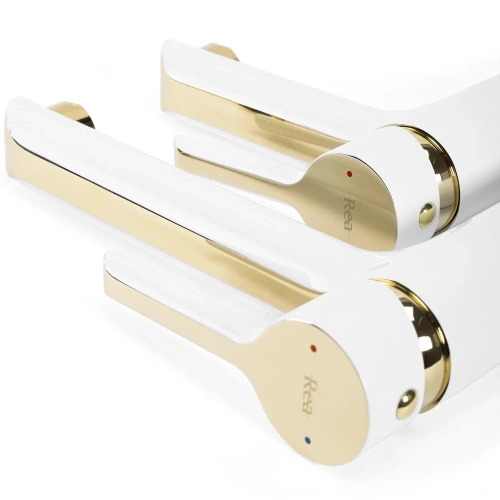 Смеситель для умывальника Rea Melia white gold B2709