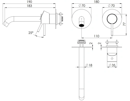 Смеситель для раковины Remer X Style X15PLWBBR, бронза масляная