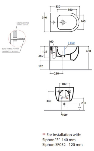 Биде подвесное Globo MODE MES09BI