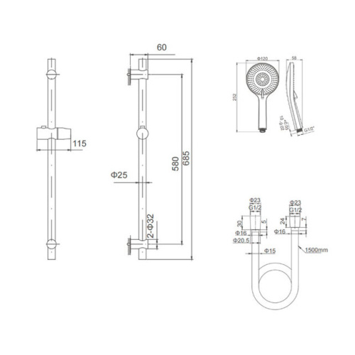 Душевой гарнитур Caprigo Don 98-570-BRG