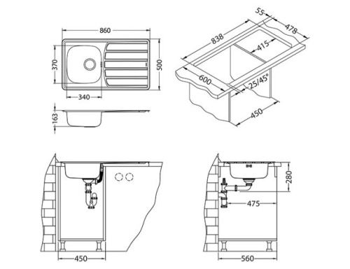 Мойка для кухни Alveus ZOOM 30 NAT-90 860x500 1098773