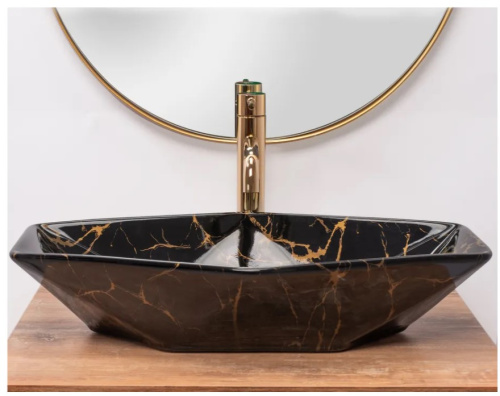 Умывальник Rea Vegas Black Marble Shiny U5603