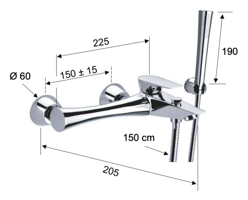 Смеситель для ванны Daniel Diva DV610CR