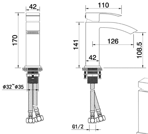 Смеситель для умывальника Vivi Felice 1030 B cromo-bianco