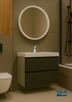 Тумба подвесная Vela Мира Лайт 70П под Classica (бетон/черный мат) TU8837