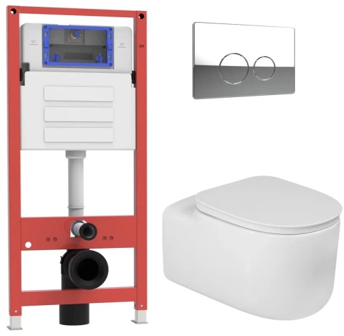 Комплект Oliveeka инсталляция OL-MQ-003 с унитазом OL-G27 и кнопкой OL-R22-CR