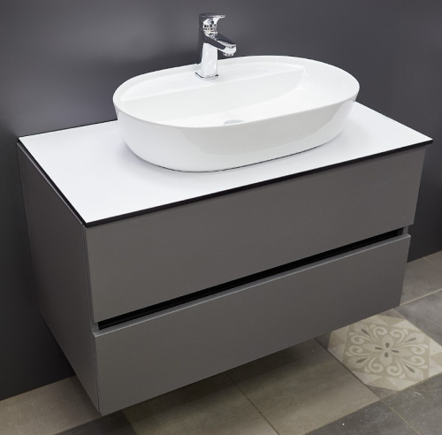 Тумба подвесная Vela Каскад Голо 90П серый матовый TU27088