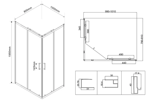 Душевой уголок Vincea City VSS-5CT8010CL