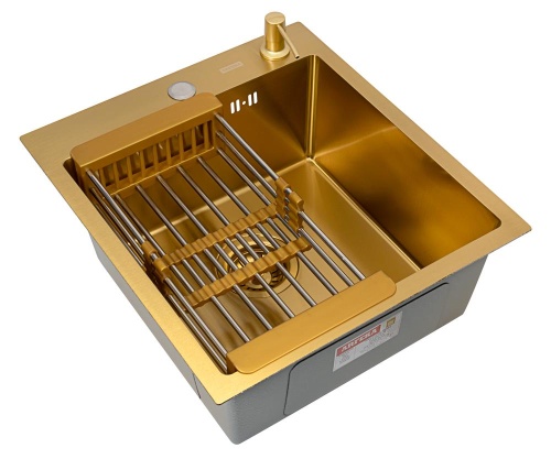 Комплект Arfeka Eco AR мойка 450*500, коландер, дозатор gold