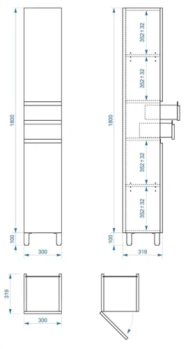 Пенал напольный Vela Мира 30Н2 (двери и ящики) петли левые RS633484