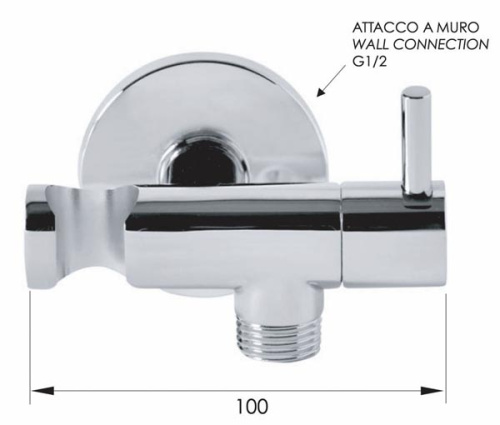 Держатель ручного душа с подключением и запорным вентелем Remer 336L