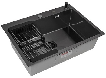 Комплект Arfeka Eco AR мойка 700*500, коландер, дозатор black