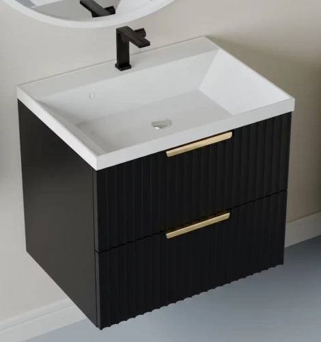 Тумба подвесная Vela Волна 70П под Classica (черный мат) золото хекси TU8861