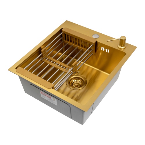 Комплект Arfeka Eco AR мойка 450*500, коландер, дозатор gold