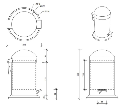 Ведро с педалью Decor Walther TE 30 0608170