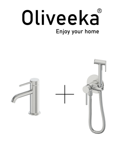 Гигиенический душ со смесителем Oliveeka OL-829902+88139017-BN, никель матовый