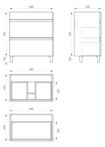 Тумба напольная Vela Волна 70Н под Classica (белый мат) белый хекса TU9262