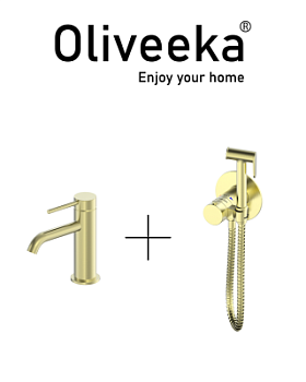 Гигиенический душ с термостатом со смесителем Oliveeka OL-829909+88139017-BG, золотой матовый