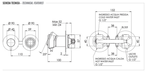 Смеситель для душа Remer Element ET92ZPBG, золото брашированное