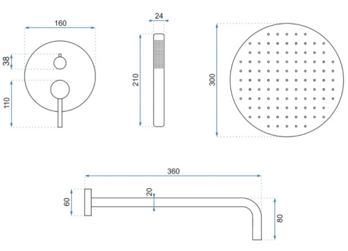 Душевая система Rea Lungo Black P4100