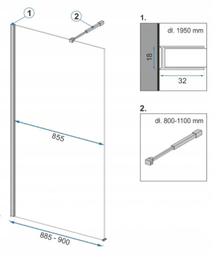 Душевая стенка Rea Aero Black 90x195 K7581