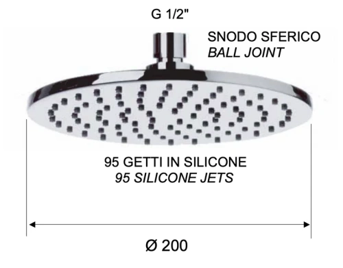 Верхний душ с шарнирным соединением 20 см Remer 359MM20RPX, медь брашированная
