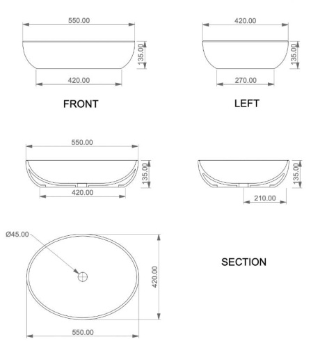 Умывальник GSG Ceramic Design Easy EALAVOV55000