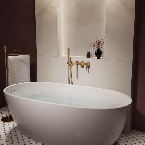 Смеситель для ванны Vincea Villa VTFW-1VL1BG, встраиваемый, брашированное золото