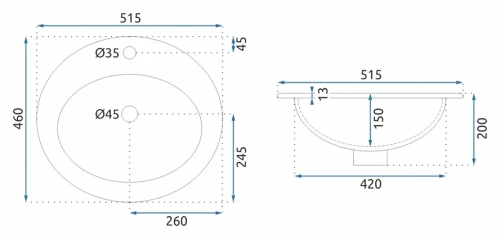 Умывальник Rea Dalia U4122